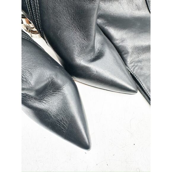 Keeyahri Zerina Silver Ribbon Heel OTK Boots Black Leather 36.5 - Picture 6 of 10